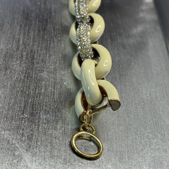 Early 2000s Bold Glam Bracelet | Chunky Gold Link Rhinestone Statement Piece Y2K - Picture 5 of 8